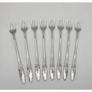 Oneida Community FLORAL GLEN Stainless Steel Cocktail Seafood Fork Set of 8